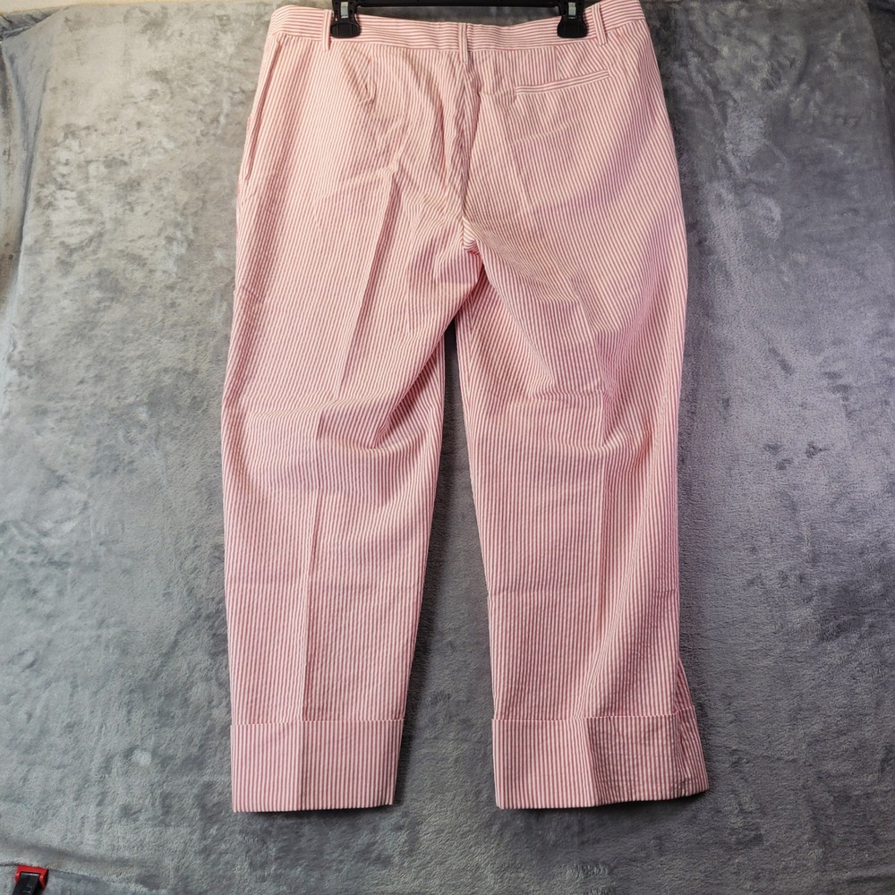 Boston Proper Red White Striped Seersucker Cropped Cuffed Pants Womens Size 12 - Picture 6 of 10